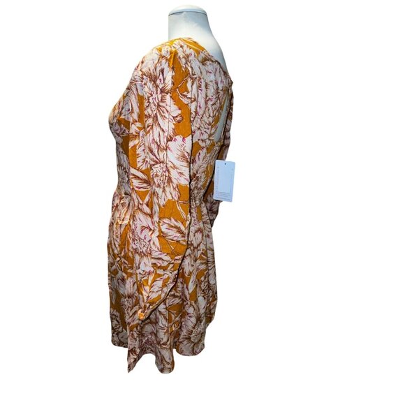 Band of the Free Floral Open Back Mini Dress Sz Medium Womens Long Sleeve Yellow - Picture 10 of 11